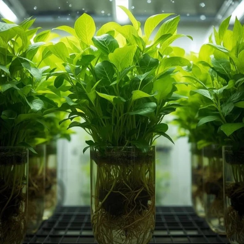 Roots in nutrient solution