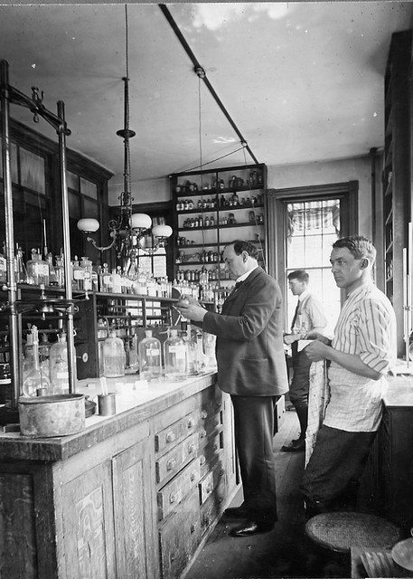 Harvey W. Wiley conducting experiments in his laboratory